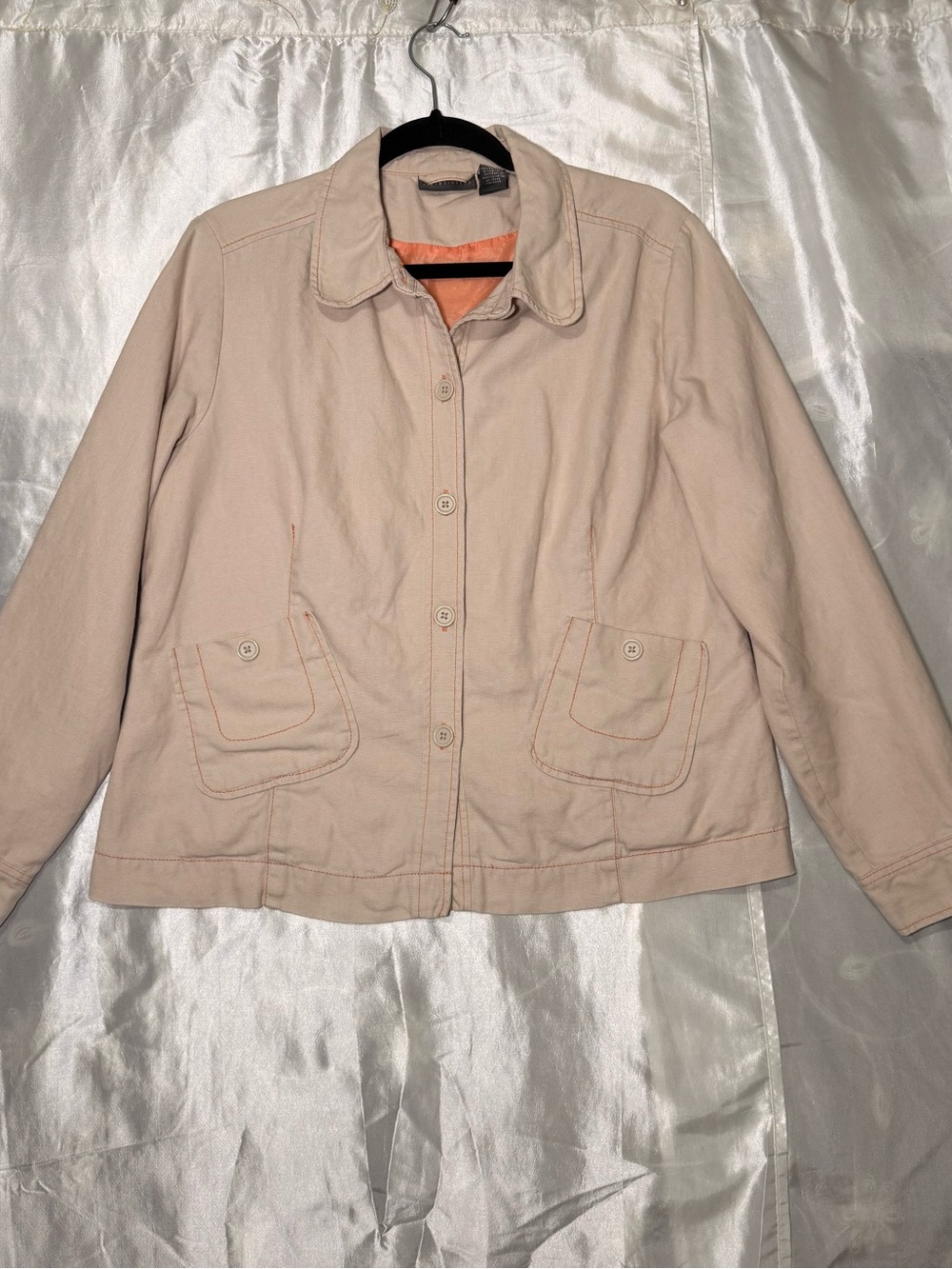 RELATIVITY Y2K Women’s Jacket/Blazer Beige W/orange Stitching And Lining Sz L